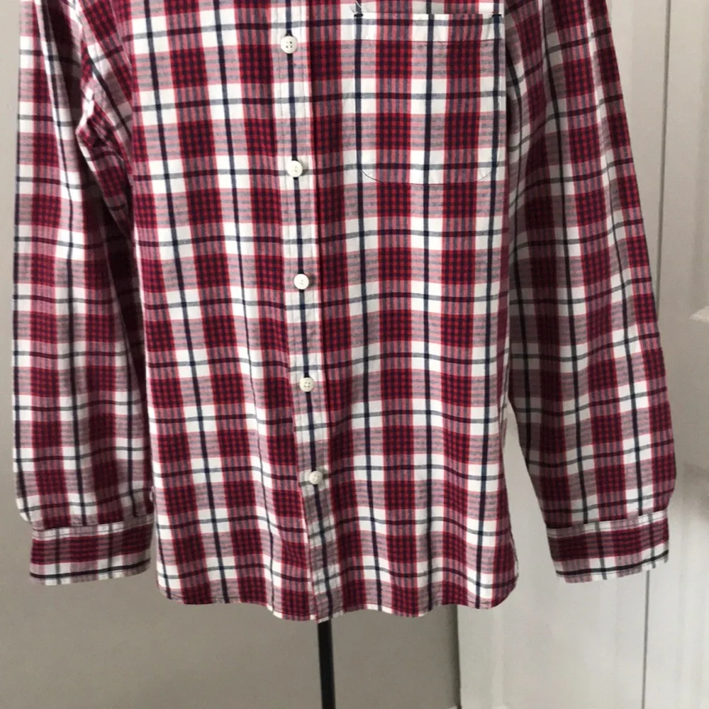 J CREW Red/Blue Plaid Long Sleeves Casual Mens Shirt | M